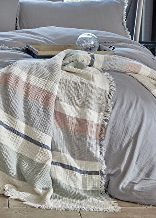 Dantela Gloria Soft Müslin Pamuk Anti-Alerjik Çift Kişilik Yatak Örtüsü (240x260)