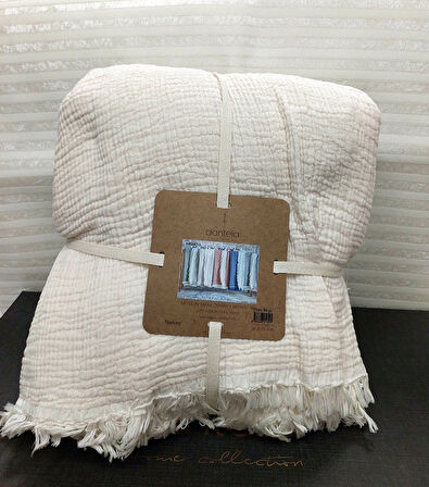 Dantela Fiona Bej Müslin Pamuk Anti-Alerjik Çift Kişilik Yatak Örtüsü (240x260)