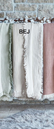 Dantela Fiona Bej Müslin Pamuk Anti-Alerjik Çift Kişilik Yatak Örtüsü (240x260)