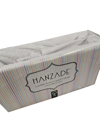 Hanzade %100 Pamuk Penye Lastikli Çift Kişilik Çarşaf Seti (160x200+30) - Beyaz