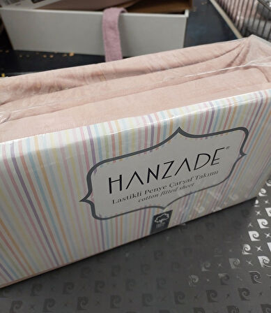 Hanzade %100 Pamuk Penye Lastikli Çift Kişilik Çarşaf Seti (160x200+30) - Pudra