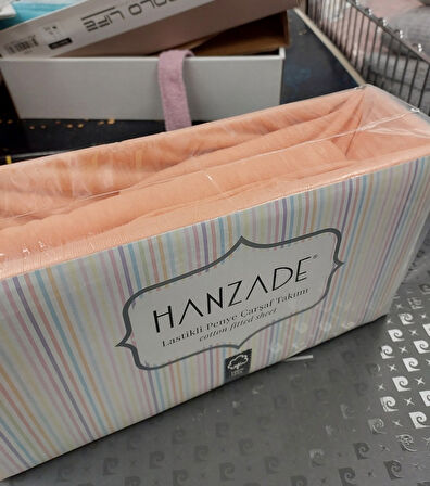 Hanzade %100 Pamuk Penye Lastikli Çift Kişilik Çarşaf Seti (160x200+30) - Somon
