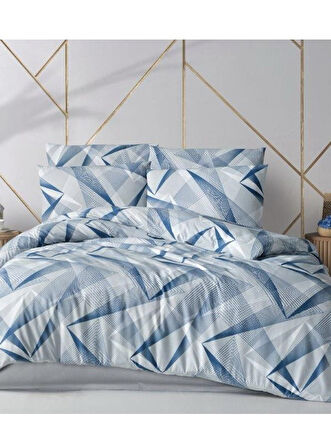 The Ecosse Çarşafı Lastikli Çift Kişilik Nevresim Takımı-Silvia İndigo