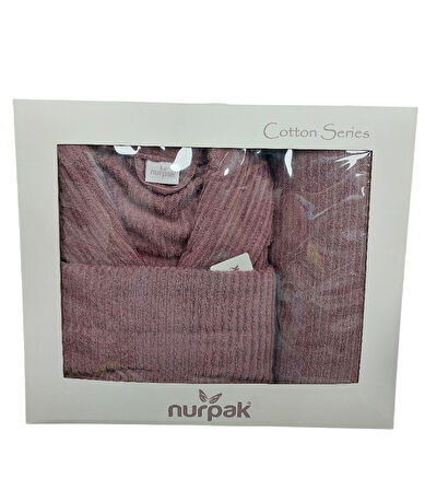 Nurpak Tek Kişilik Bornoz Seti Şalyaka-Ekol Mürdüm (Beden L-XL)