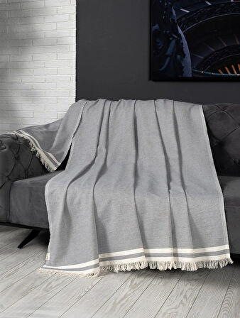 Alinda Pamuklu Maxi Boy Kolları Kapatan Kaymaz Terletmez Koltuk Örtüsü (170x300) - Gri