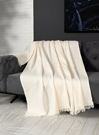 Alinda Pamuklu Maxi Boy Kolları Kapatan Kaymaz Terletmez Koltuk Örtüsü (170x300) - Naturel (Krem)