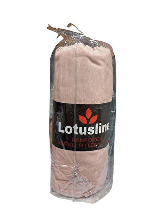 Lotusline Ranforce Fitted Lastikli Battal Çift Kişilik Çarşaf Seti (180x200+30)-Pudra