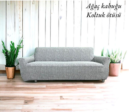 Altın Kelebek Jakarlı Streç Kaplama Maxi Çekyat Koltuk Örtüsü (3+3)-Krem