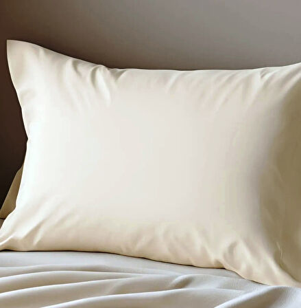 12 Adet Ekru Renk Pamuklu Yastık Kılıfı Kapaklı (50x70)