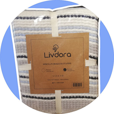 Livdora Serena Pamuklu Battaniye (190x230) - Bebe Mavi