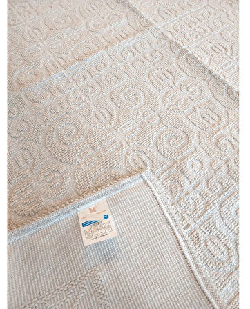 Pamuklu Bukle Lüks Kilim (80x125)-Spiral Krem