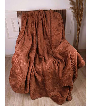 Özdilek Trendy Embos Tek Kişilik Battaniye(155x220)-Art Deco Cameo Brown