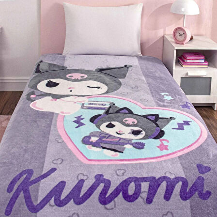 Taç Lisanslı Tek Kişilik Çocuk Battaniye (160x220)-Kuromi Fun
