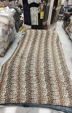 Aksu Safari Çift Kişilik Ultra Yumuşak Embos Vizon Battaniye (200x240)-Leopar Bej