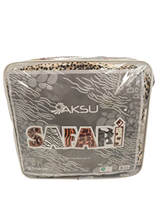 Aksu Safari Çift Kişilik Ultra Yumuşak Embos Vizon Battaniye (200x240)-Leopar Bej