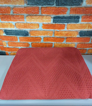 Şaheser %100 Pamuk Çift Kişilik Pike 240x220 (Tek Pike)-Brick Red