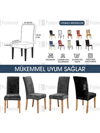 MANDAŞ 6LI SET Jakarlı Lastikli Eteksiz Sandalye Kılıfı-Şal Desen Lacivert