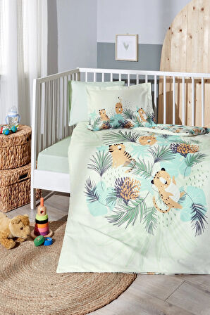 Özdilek Ranforce Bebek Beşik Nevresim Takımı-Piccola Tigre Sarı