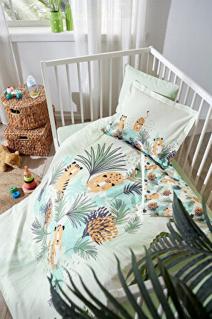 Özdilek Ranforce Bebek Beşik Nevresim Takımı-Piccola Tigre Sarı