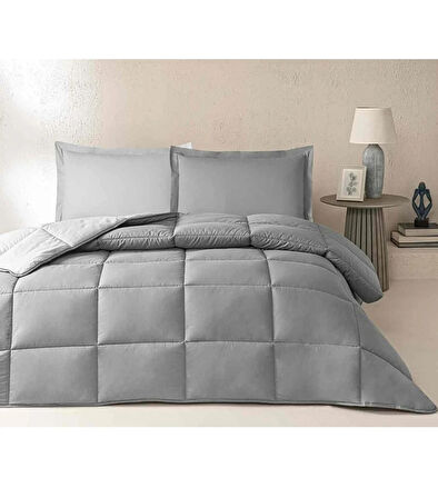 Özdilek %100 Pamuk (Çarşafı Lastikli) Çift Kişilik Yatak Seti-Colourist Kül Gri Silver