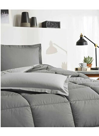 Özdilek %100 Pamuk (Çarşafı Lastikli) Çift Kişilik Yatak Seti-Colourist Kül Gri Silver