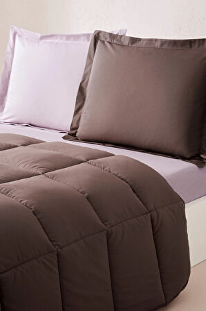 Özdilek %100 Pamuk (Çarşafı Lastikli) Çift Kişilik Yatak Seti-Colourist Vizon Mürdüm