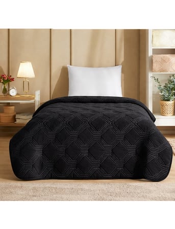 Özdilek Trendy Embos Tek Kişilik Battaniye(155x220)-Art Deco Jet Black