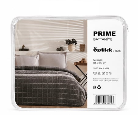 Özdilek Prime -Masculine Plate K.Gri- Tek Kişilik Battaniye (155x215)