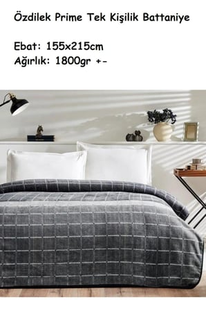 Özdilek Prime -Masculine Plate K.Gri- Tek Kişilik Battaniye (155x215)