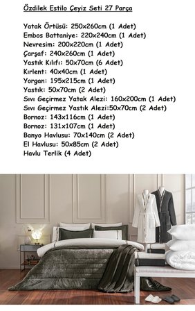 Özdilek 27 Parça -Estilo Antrasit- Çeyiz Seti