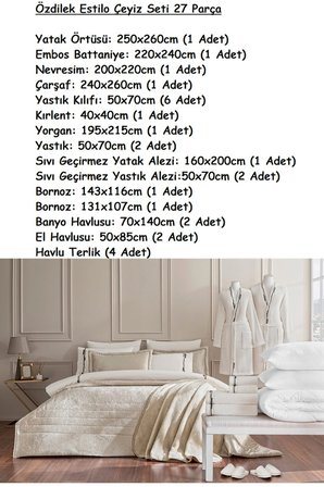 Özdilek 27 Parça -Estilo Krem- Çeyiz Seti