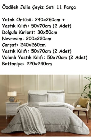 Özdilek 11 Parça -Julia Bej- Çeyiz Seti