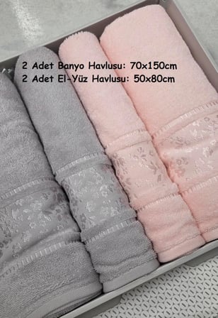 Özdilek Best Hamam Seti, Banyo Havlu Takımı-Camellia Gri Pudra