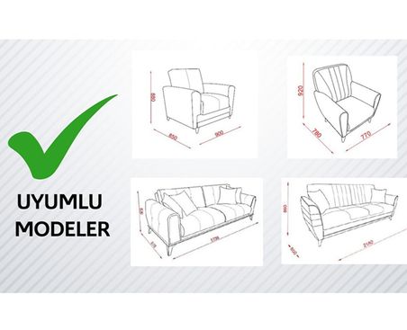 Altınkoza Still Jakarlı Streç Maxi Takım Koltuk Örtüsü (3+3+1+1)-K.Beyaz