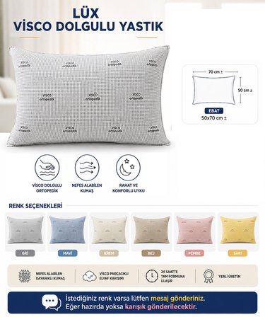 2li Set Lüx Medikal Ortopedik Visco Dolgulu Yastık (50x70)