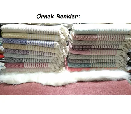 Pamuklu Kaymaz Hasır Dokuma Maxi Boy Kolları Örten Koltuk Örtüsü (180x310) - İndigo