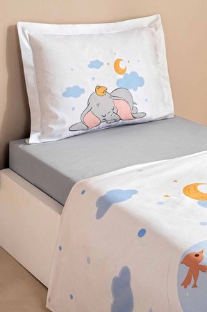 Özdilek Ranforce Lisanslı Bebek Beşik Nevresim Takımı-Dumbo Dream Mavi