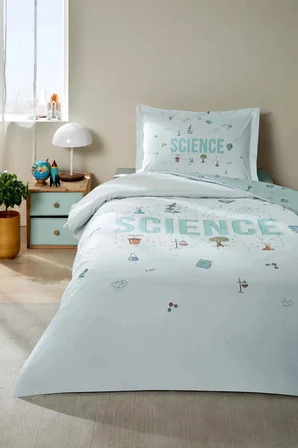 Özdilek Ranforce -Science Mint- Lastikli Çarşaflı Tek Kişilik Çocuk Nevresim Takımı