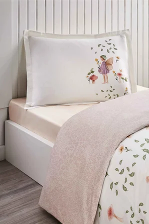 Özdilek Ranforce -Fairy Blossom Pembe- Lastikli Çarşaflı Tek Kişilik Çocuk Nevresim Takımı