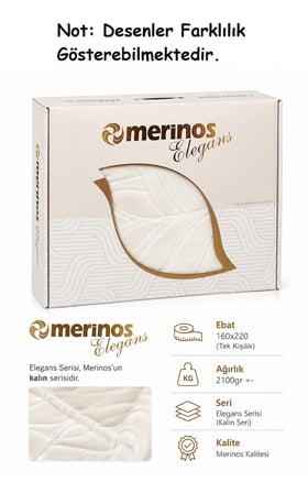 Merinos Elegans Kalın Embos Tek Kişilik Kutulu Battaniye (160x220) - Kemik