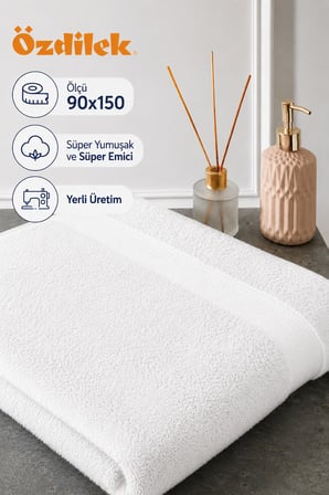 Özdilek -Woven Beyaz- Süper Yumuşak Büyük Boy Banyo Havlusu (90x150)