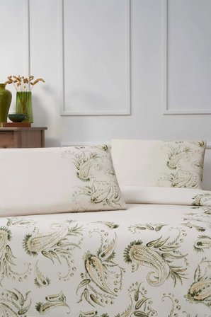Özdilek Rf -Paisley Wind Bej- Lastikli Çarşaflı Çift Kişilik Pike Takımı
