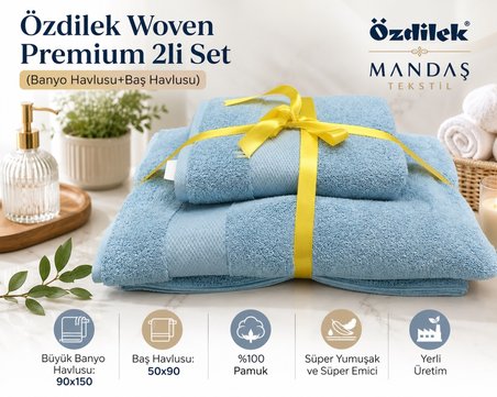 Özdilek -Woven Mavi- Kişisel Havlu Seti Süper Yumuşak (90x150 + 50x90)