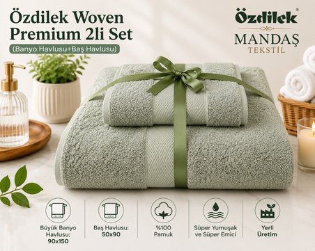Özdilek -Woven Yeşil- Kişisel Havlu Seti Süper Yumuşak (90x150 + 50x90)