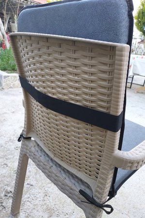 6 Adet Rattan Arkalıklı Sandalye Minderi (Kalınlık 4cm)-Primer Koyu Gri Yeni