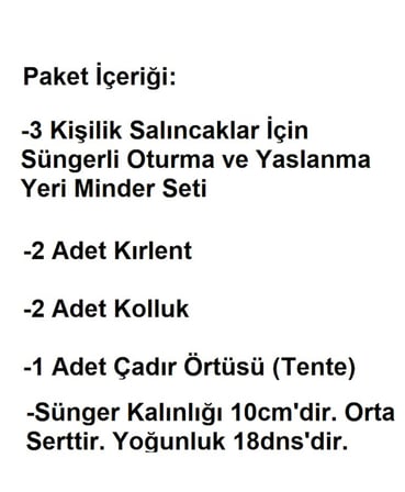 Süngerli 3 Kişilik Salıncak Minder Seti (Kalın Pamuklu Kumaş)-Alaçatı Gri
