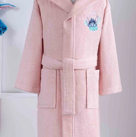 Özdilek Lisanslı Kapüşonlu Çocuk Bornozu 5/6 Yaş-Stitch Aloha Mercan