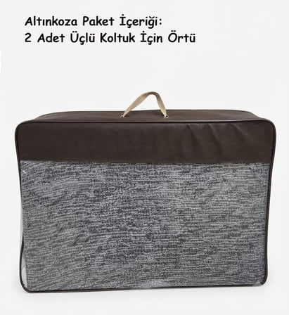 Altınkoza Still Jakarlı Streç Maxi Koltuk Örtüsü (3+3)-Gri