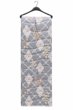 Manolya Pamuklu Çok Amaçlı Tek Kişilik Pike, Yatak Ört (155x220) - Gri Çiçekli