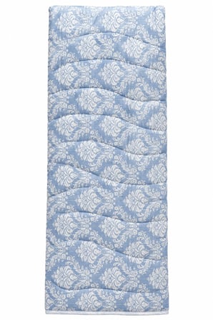 Manolya Pamuklu Çok Amaçlı Tek Kişilik Pike, Yatak Ört (155x220) - Mavi Damask